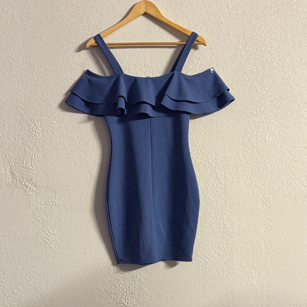 Chic Blue Ruffle Mini Dress